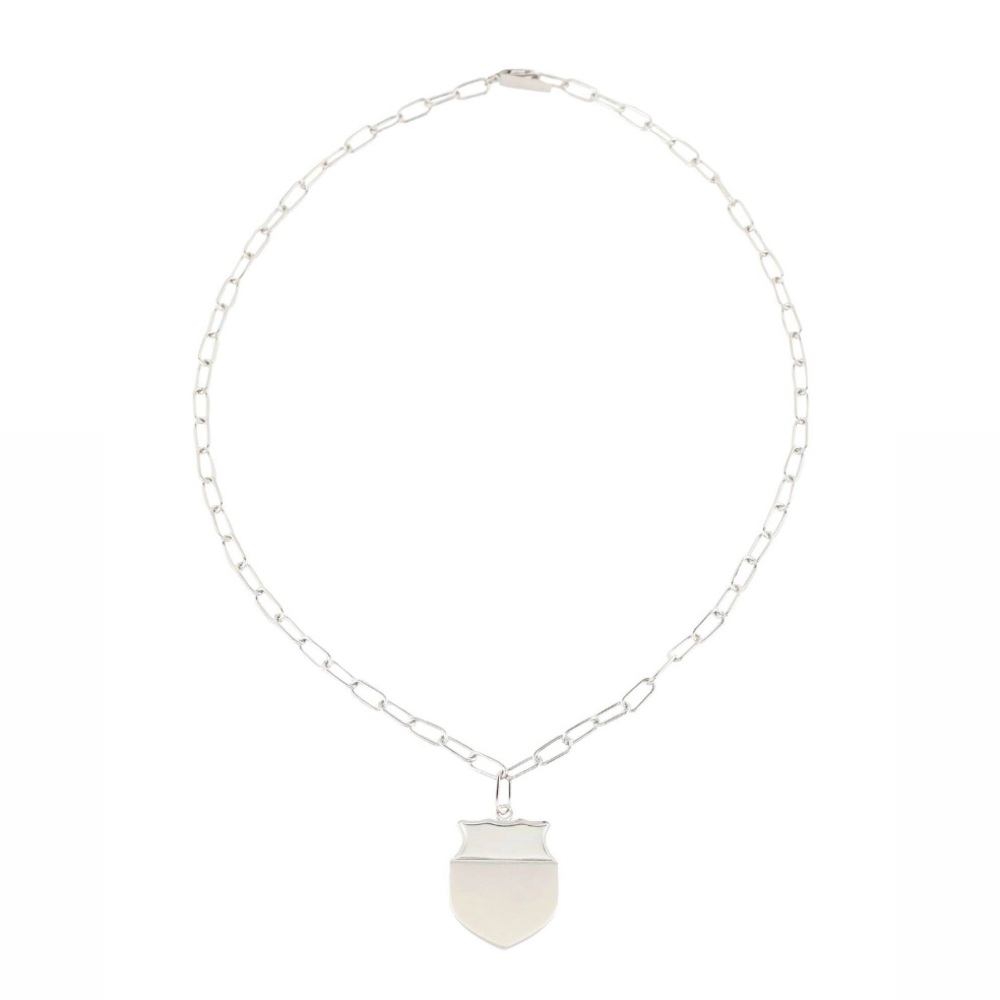 Margiela Silver Shield Logo Necklace
